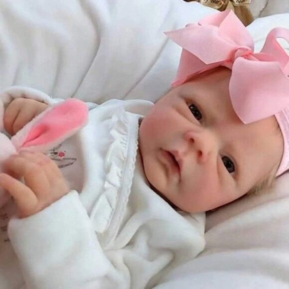 🆕18Inch Soft Silicone Vinyl Baby Dolls Girls with Opened Blue Eyes Pink Doll - Picture 1 of 5
